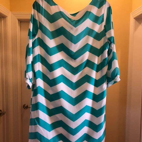 Mint and White Chevron Dress - Picture 3 of 6